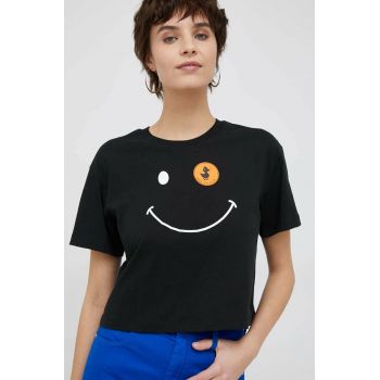 Save The Duck tricou din bumbac culoarea negru