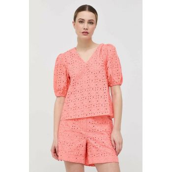 Silvian Heach bluza din bumbac femei, culoarea portocaliu, neted