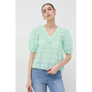 Silvian Heach bluza din bumbac femei, culoarea verde, neted