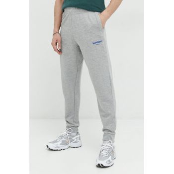 Superdry pantaloni de trening culoarea gri, melanj