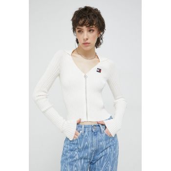 Tommy Jeans cardigan femei, culoarea bej, light ieftin