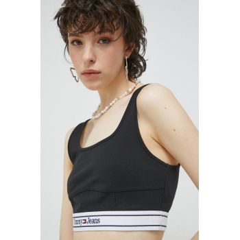 Tommy Jeans top femei, culoarea negru