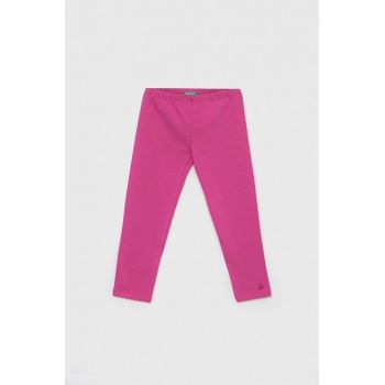 United Colors of Benetton leggins copii culoarea violet, neted de firma originali