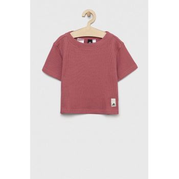 adidas tricou de bumbac pentru copii culoarea roz ieftin