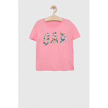 GAP tricou de bumbac pentru copii culoarea roz