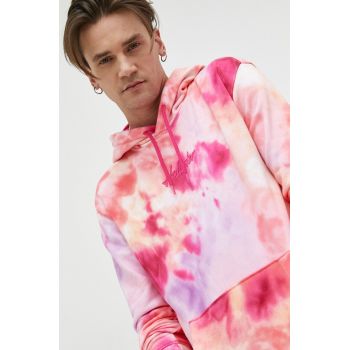 Hollister Co. bluza barbati, culoarea roz, cu glugă, modelator