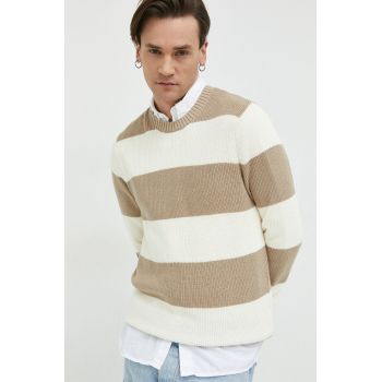 Hollister Co. pulover barbati, culoarea bej de firma original