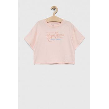 Pepe Jeans tricou de bumbac pentru copii Non-denim culoarea roz ieftin