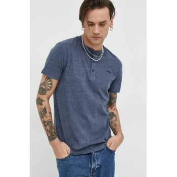 Superdry tricou din bumbac culoarea albastru marin, melanj