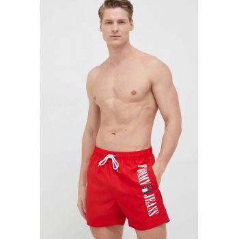 Tommy Jeans pantaloni scurti de baie culoarea rosu de firma original