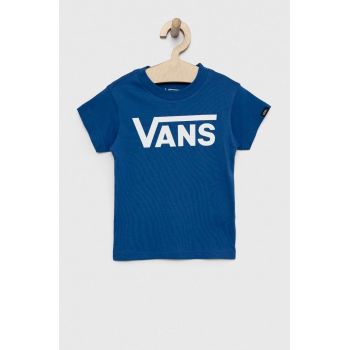 Vans tricou de bumbac pentru copii BY VANS CLASSIC KIDS true blue/white cu imprimeu