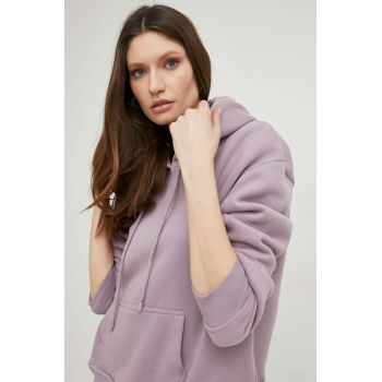 Answear Lab bluza femei, culoarea roz, cu glugă, neted