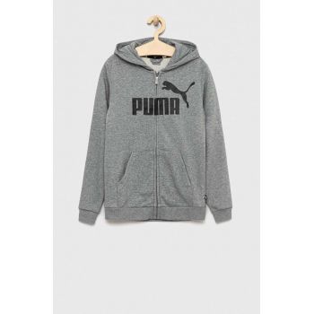 Puma bluza copii ESS Big Logo FZ Hoodie TR B culoarea gri, cu glugă, modelator