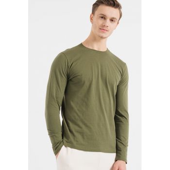 Bluza de bumbac cu decolteu la baza gatului