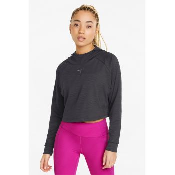 Hanorac crop cu logo pentru fitness Flawless la reducere