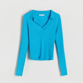 Reserved - Bluză din jerseu de tricot striat - Albastru