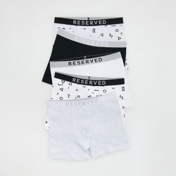 Reserved - Set de 5 perechi de boxeri din material majoritar bumbac - Alb
