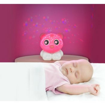 Lampa de veghe si proiector Playgro cu 30 de minute de proiectii portabila pink white la reducere