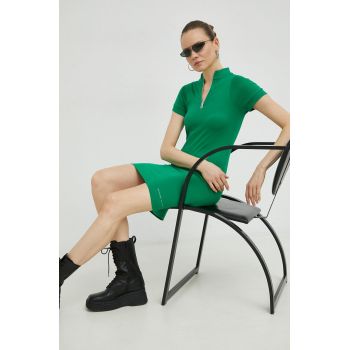 G-Star Raw rochie din bumbac culoarea verde, mini, mulata