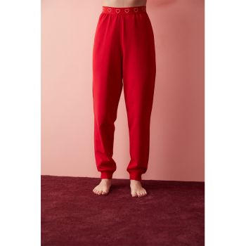 Pantaloni de pijama din bumbac - cu talie inalta
