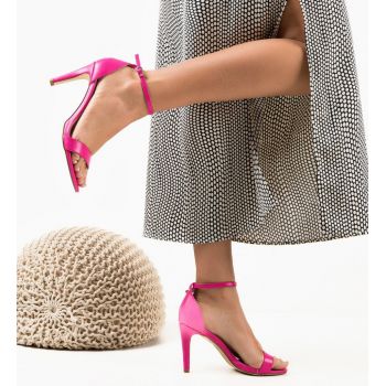 Sandale cu toc Rekoman Fuchsia ieftine