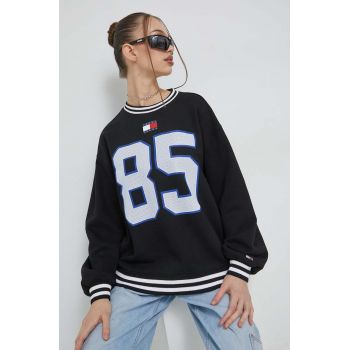 Tommy Jeans bluza femei, culoarea negru, cu imprimeu