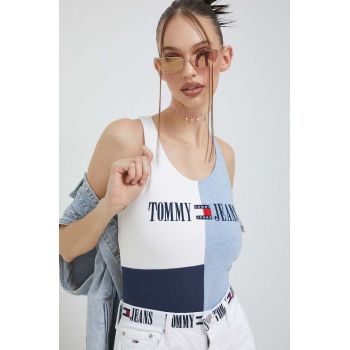 Tommy Jeans body femei, culoarea alb