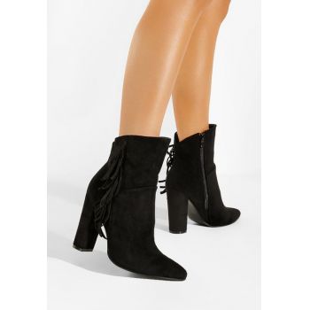 Botine cu toc gros negre Calvia