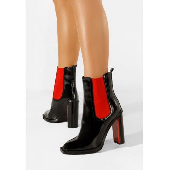 Botine cu toc gros negre Greta