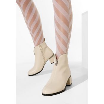 Botine cu toc gros negre Huela ieftine