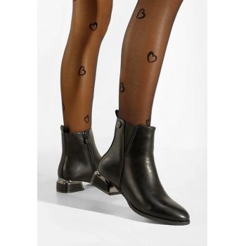 Botine elegante negre Melinia ieftine