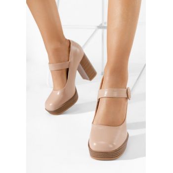 Pantofi cu toc gros Gabia V2 nude
