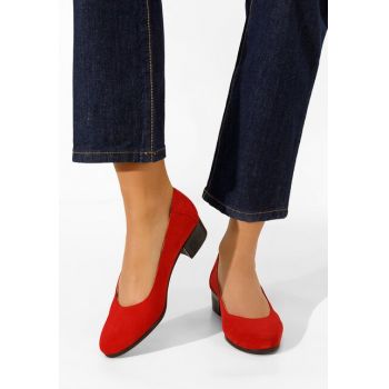 Pantofi dama piele naturala rosii Montremy V2 ieftini