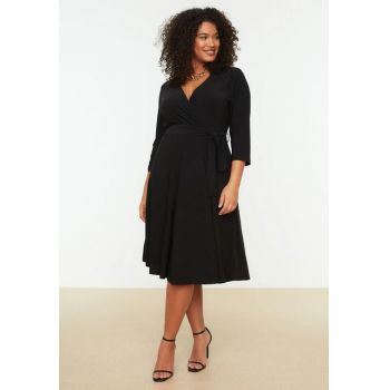 Rochie midi plus size neagra Angelina de firma originala