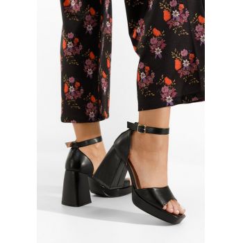 Sandale cu toc gros Alexaria V2 negre