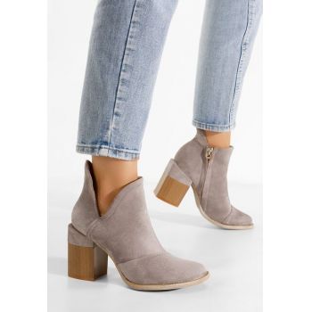 Botine cu toc gros Condesa gri ieftine