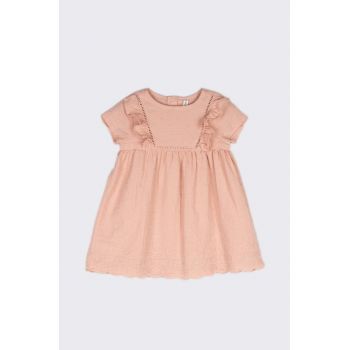 Coccodrillo rochie din bumbac pentru bebeluși culoarea roz, mini, evazati