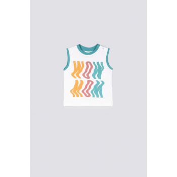 Coccodrillo tricou de bumbac pentru copii culoarea alb, modelator