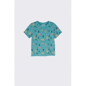 Coccodrillo tricou de bumbac pentru copii culoarea turcoaz, cu imprimeu de firma original