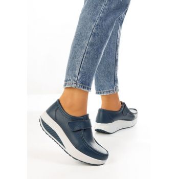 Mocasini dama piele Melinda Navy la reducere