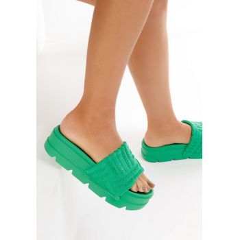 Papuci cu platformă Simone verzi
