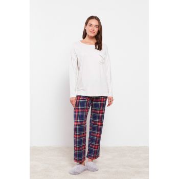 Bluza de pijama cu buzunar pe piept