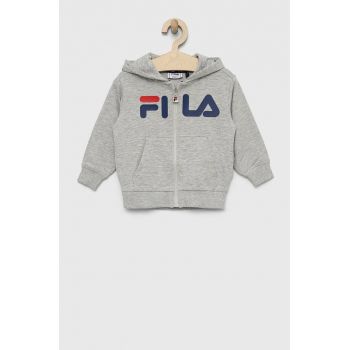 Fila bluza copii culoarea gri, cu glugă, cu imprimeu de firma original