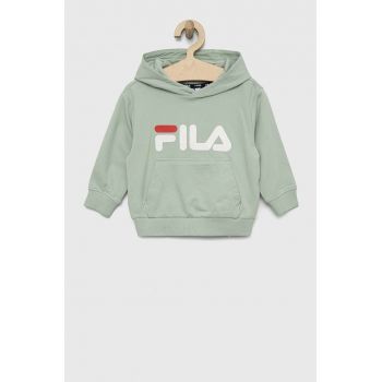 Fila bluza copii culoarea verde, cu glugă, cu imprimeu