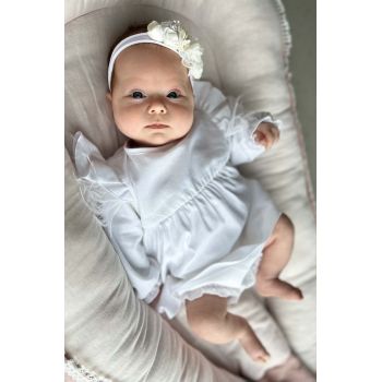 Jamiks rochie din bumbac pentru bebeluși culoarea alb, mini, evazati ieftina