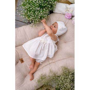 Jamiks rochie din bumbac pentru bebeluși culoarea alb, mini, evazati ieftina