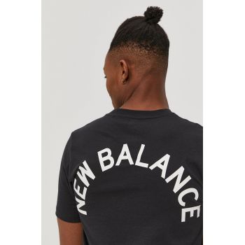 New Balance Tricou MT11985BK bărbați, culoarea negru, cu imprimeu
