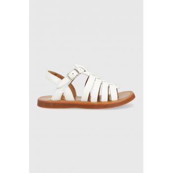 Pom D'api sandale din piele pentru copii culoarea alb