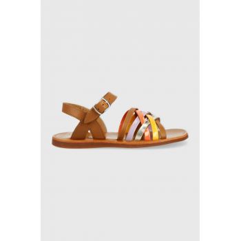 Pom D'api sandale din piele pentru copii culoarea maro de firma originale