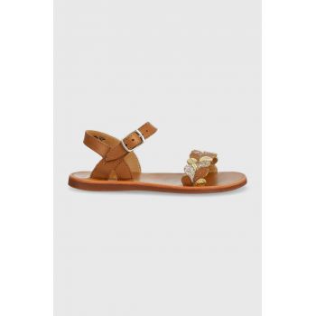 Pom D'api sandale din piele pentru copii culoarea maro ieftine